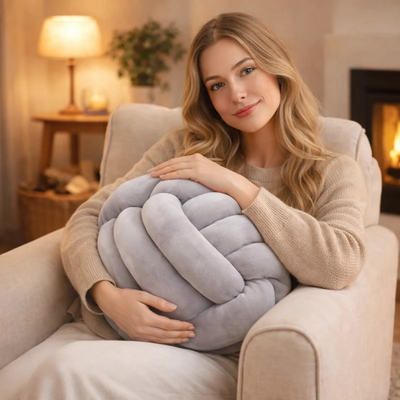 Coussin Noeud Gris