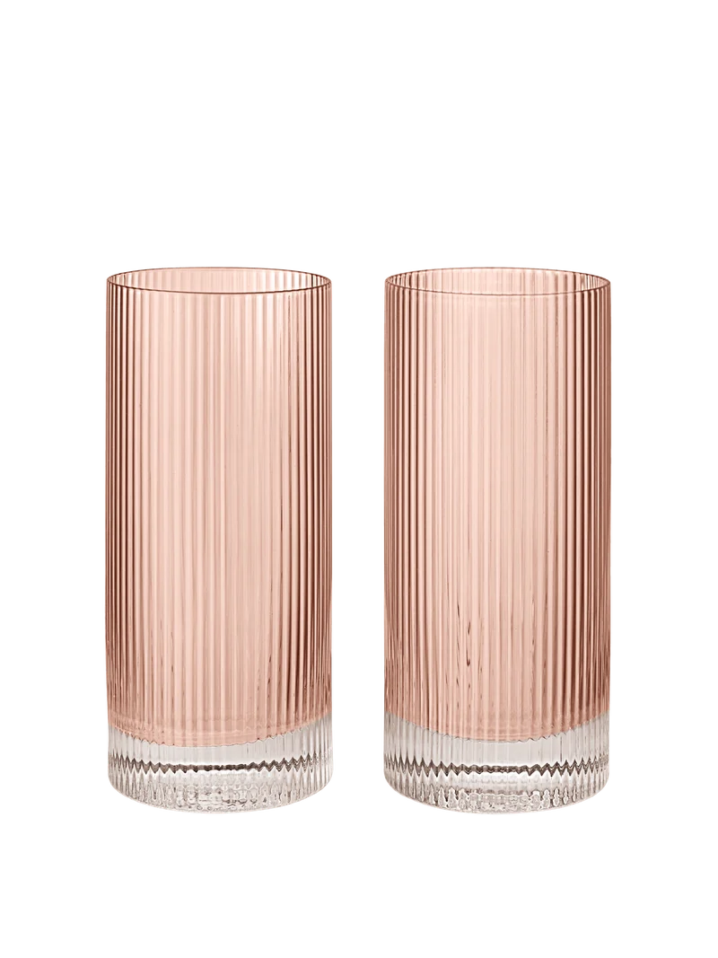 Ripple Highball Glasses - Set of 2 - Blush