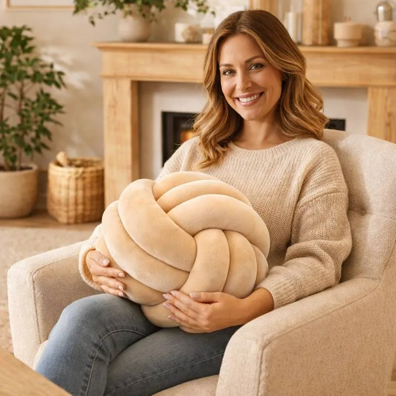 Coussin Noeud Beige