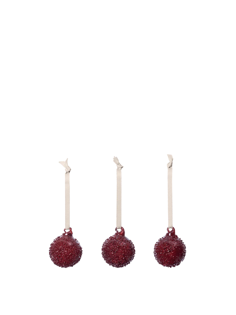 Flurry Glass Baubles - Small - Set of 3 - Picante Red
