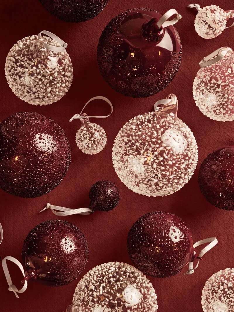 Flurry Glass Baubles - Small - Set of 3 - Picante Red