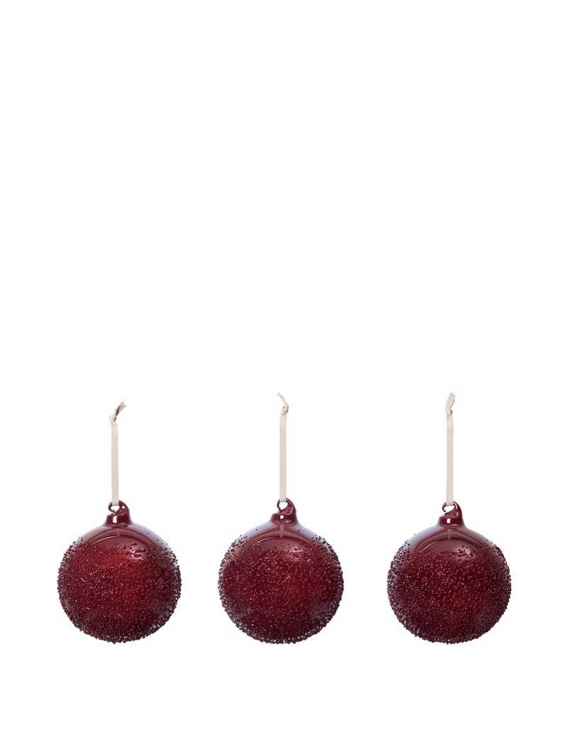 Flurry Glass Baubles - Large - Set of 3 - Picante Red