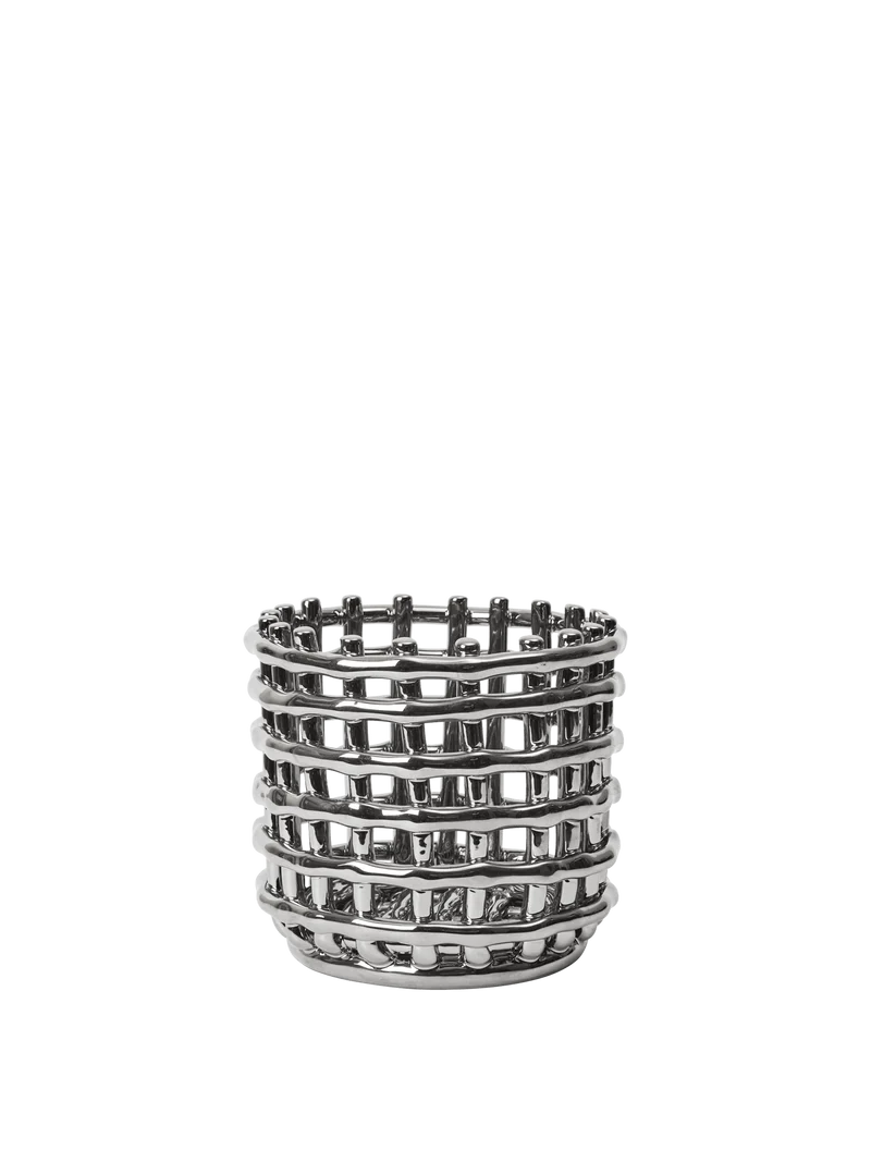 Ceramic Basket - Small - Silver