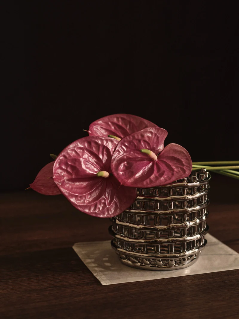 Ceramic Basket - Small - Silver