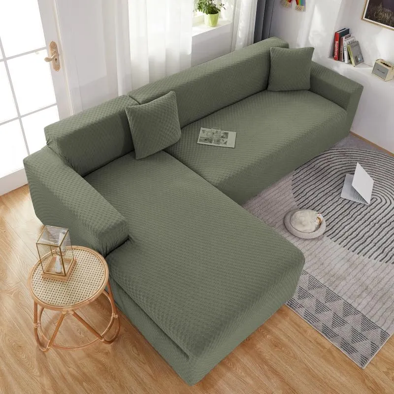 Housse de Canapé d'Angle Microfibre Kaki