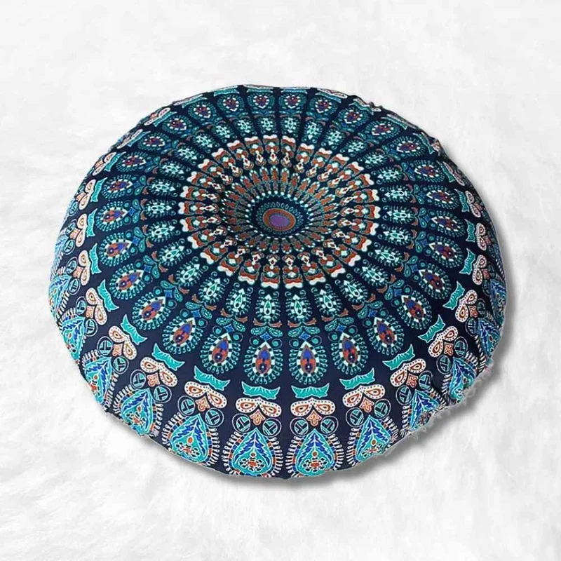 Coussin de Méditation style Tibétain bleu