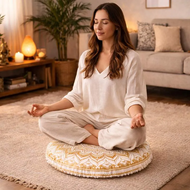 Coussin de Méditation style Tibétain Blanc