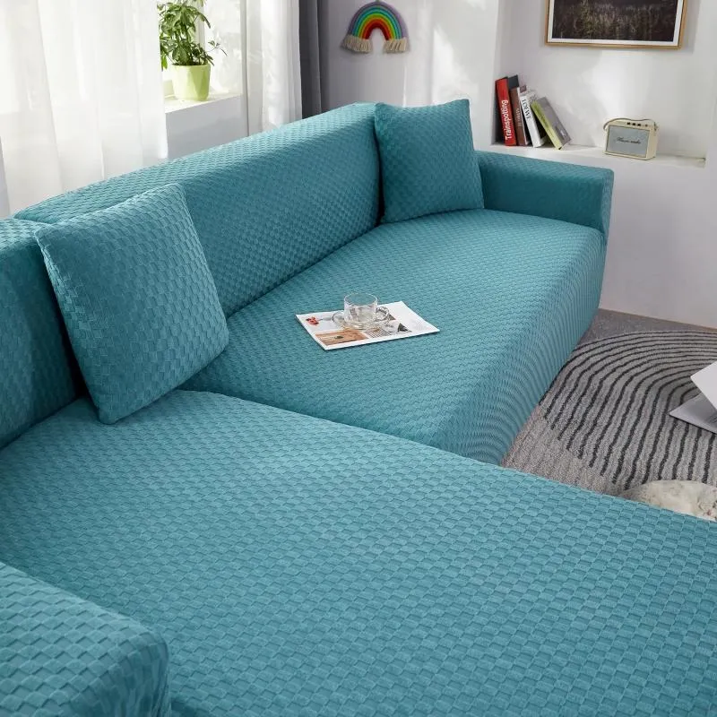 Housse de Canapé d'Angle Microfibre Bleu canard
