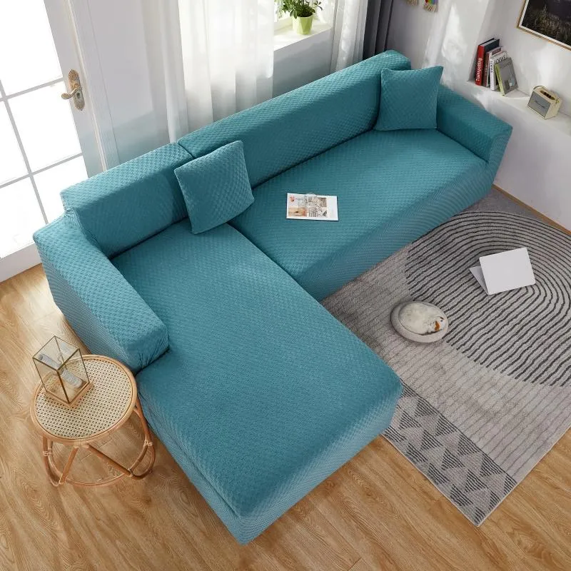 Housse de Canapé d'Angle Microfibre Bleu canard