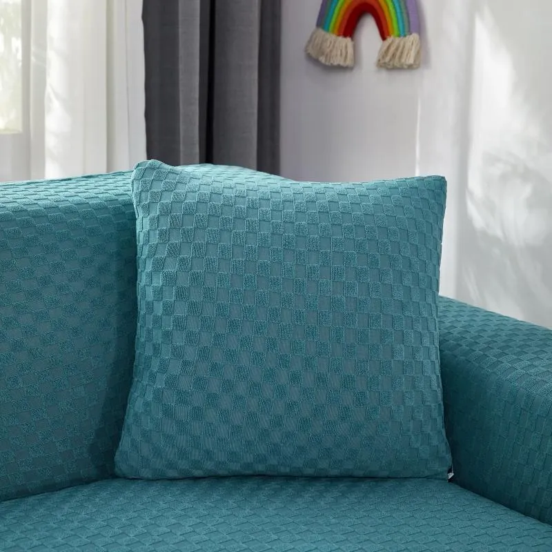 Housse de Canapé d'Angle Microfibre Bleu canard