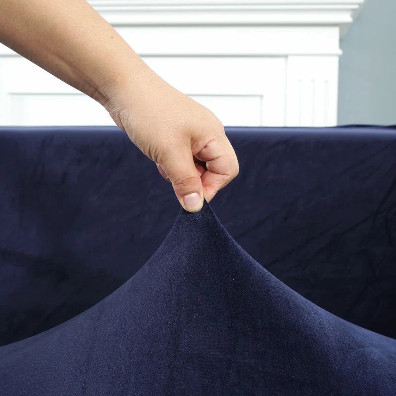 Housse de Canapé d'Angle Velours Bleu marine