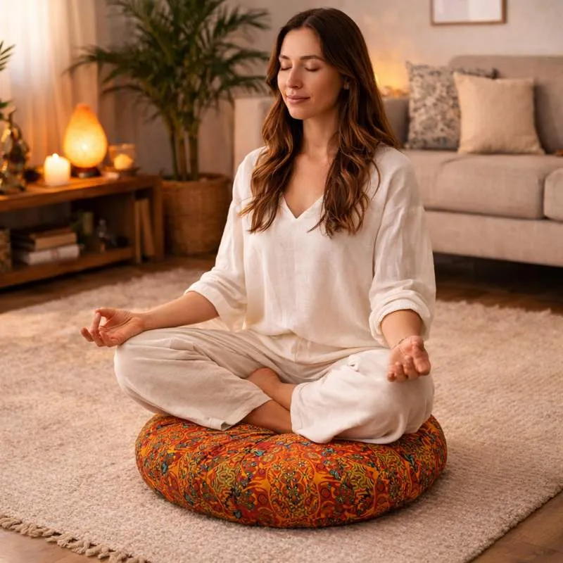 Coussin Yoga Rond Orange