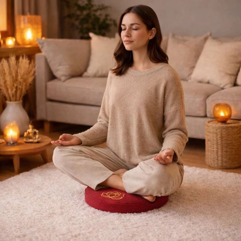 Coussin de Méditation Bouddhiste rouge