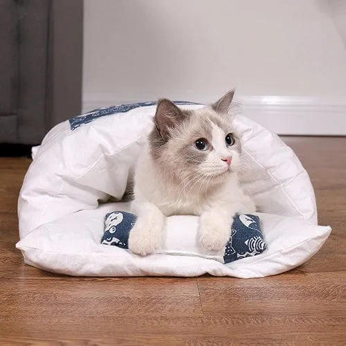 Lit douillet semi-fermé pour chat et petits animaux