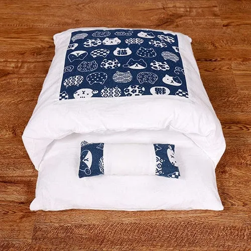 Lit douillet semi-fermé pour chat et petits animaux