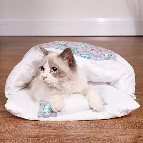 Lit douillet semi-fermé pour chat et petits animaux