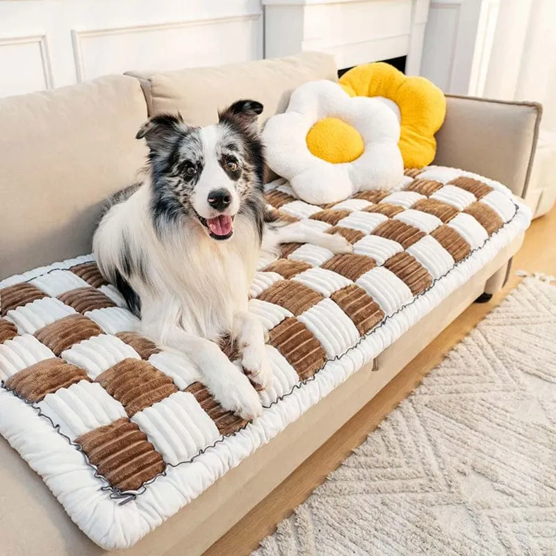 Tapis douillet à carreaux pour chiens et chats