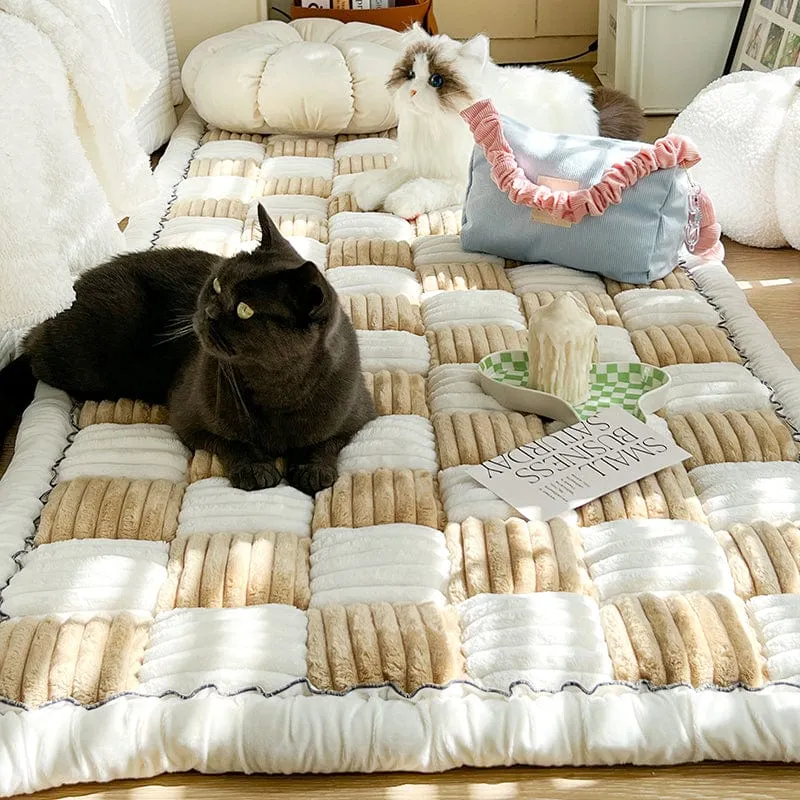 Tapis douillet à carreaux pour chiens et chats