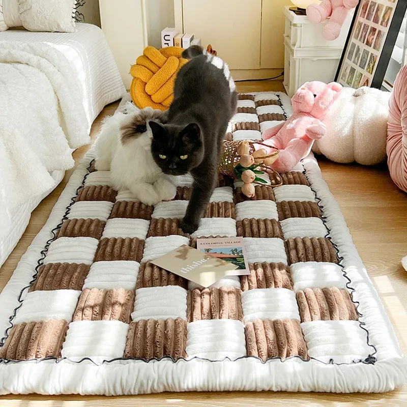 Tapis douillet à carreaux pour chiens et chats