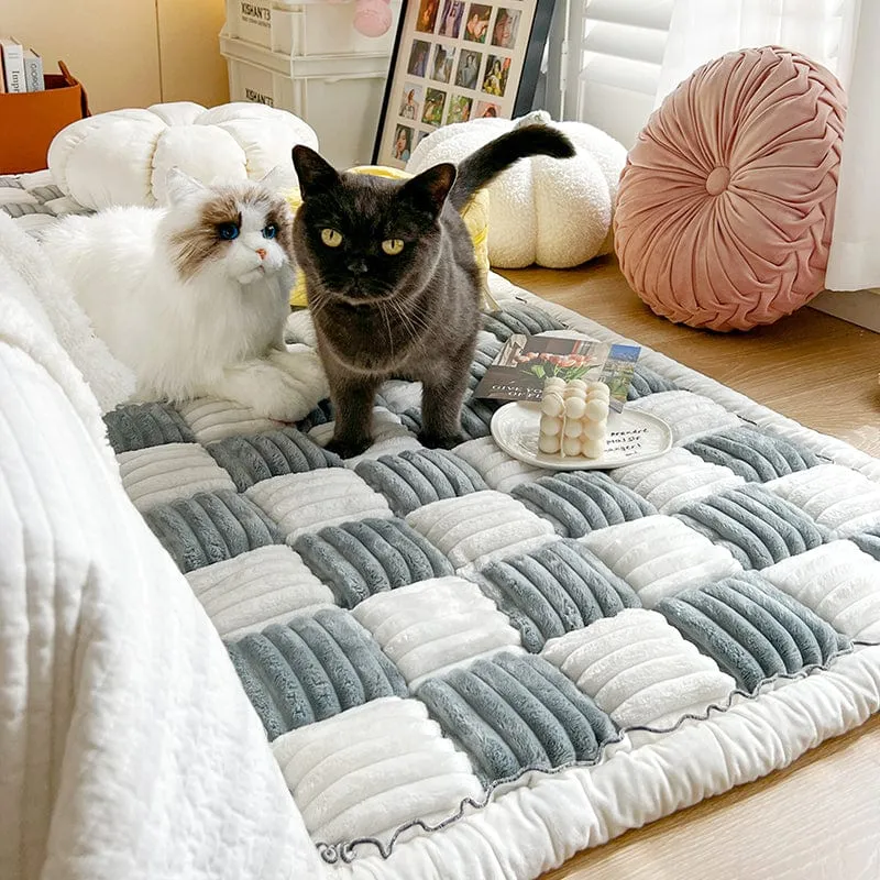 Tapis douillet à carreaux pour chiens et chats