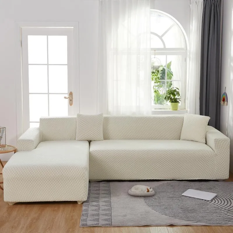 Housse de Canapé d'Angle Microfibre Blanc