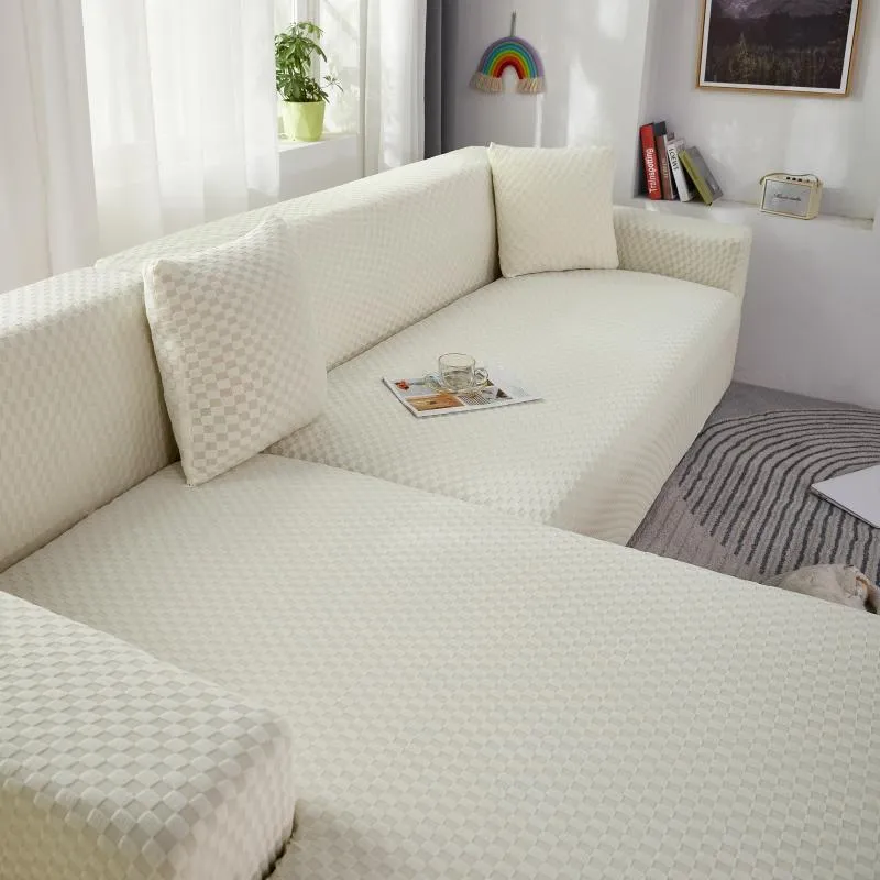 Housse de Canapé d'Angle Microfibre Blanc