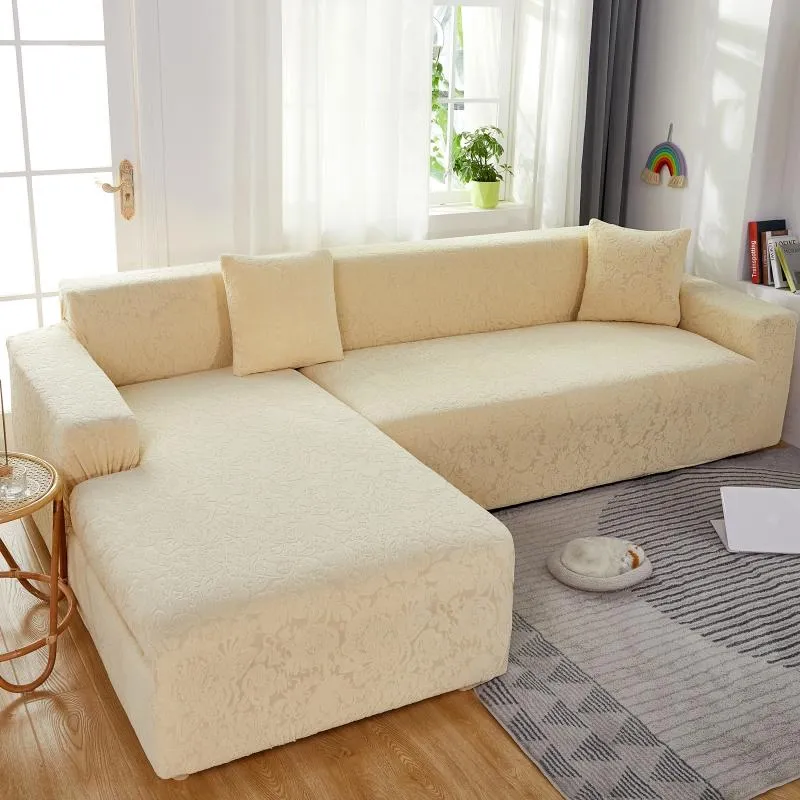 Housse de Canapé d'Angle Fleur Beige