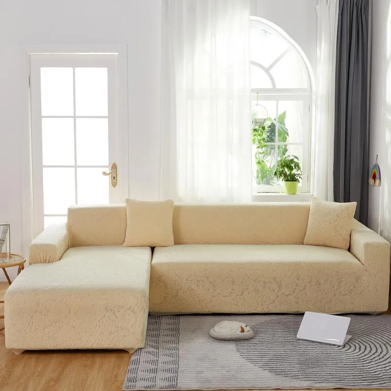 Housse de Canapé d'Angle Fleur Beige