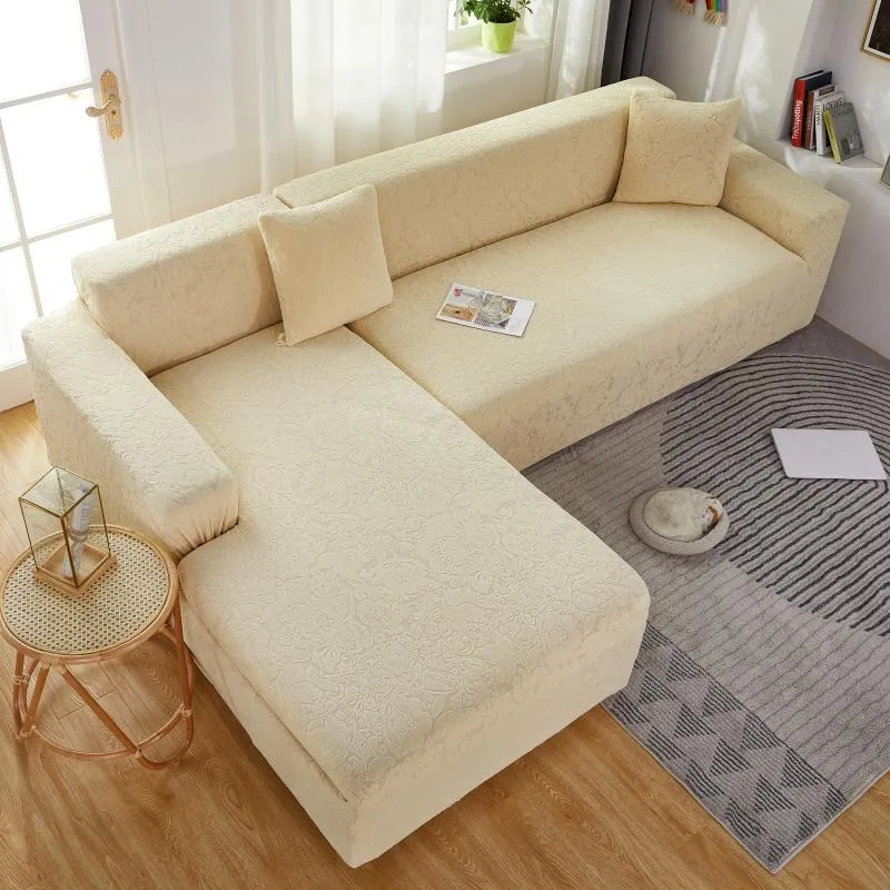 Housse de Canapé d'Angle Fleur Beige