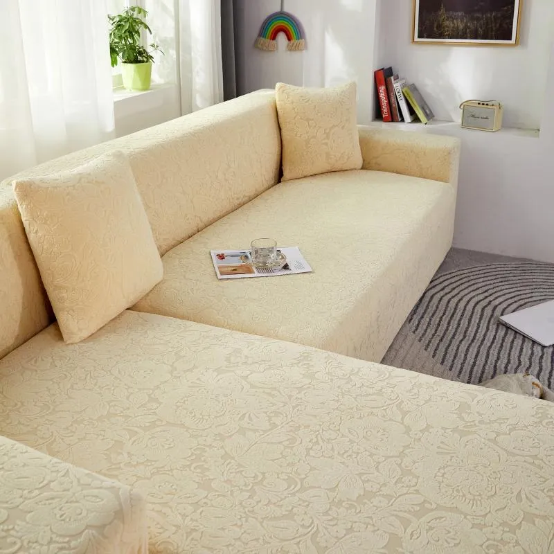 Housse de Canapé d'Angle Fleur Beige