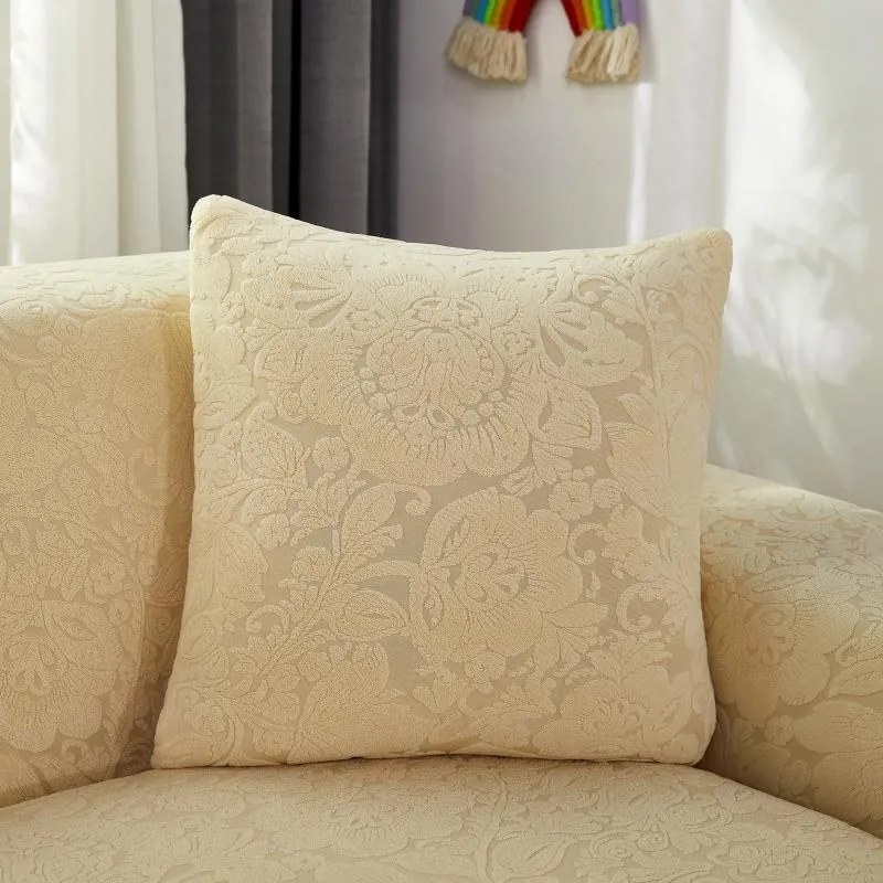 Housse de Canapé d'Angle Fleur Beige