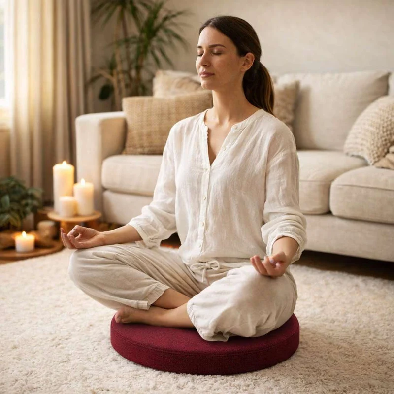 Coussin Yoga d'Assise bordeaux