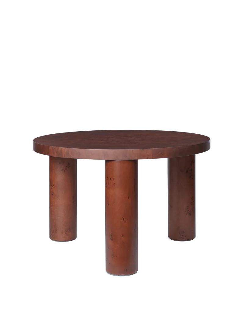 Post Coffee Table - Small - Dark Stained Burl