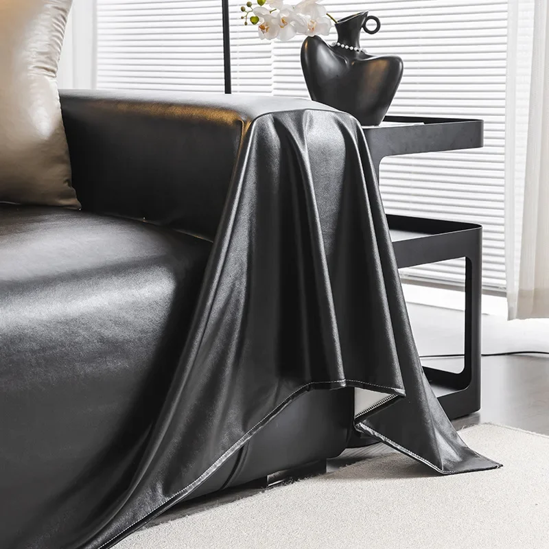 Jeté de Canapé en Simili Cuir Noir
