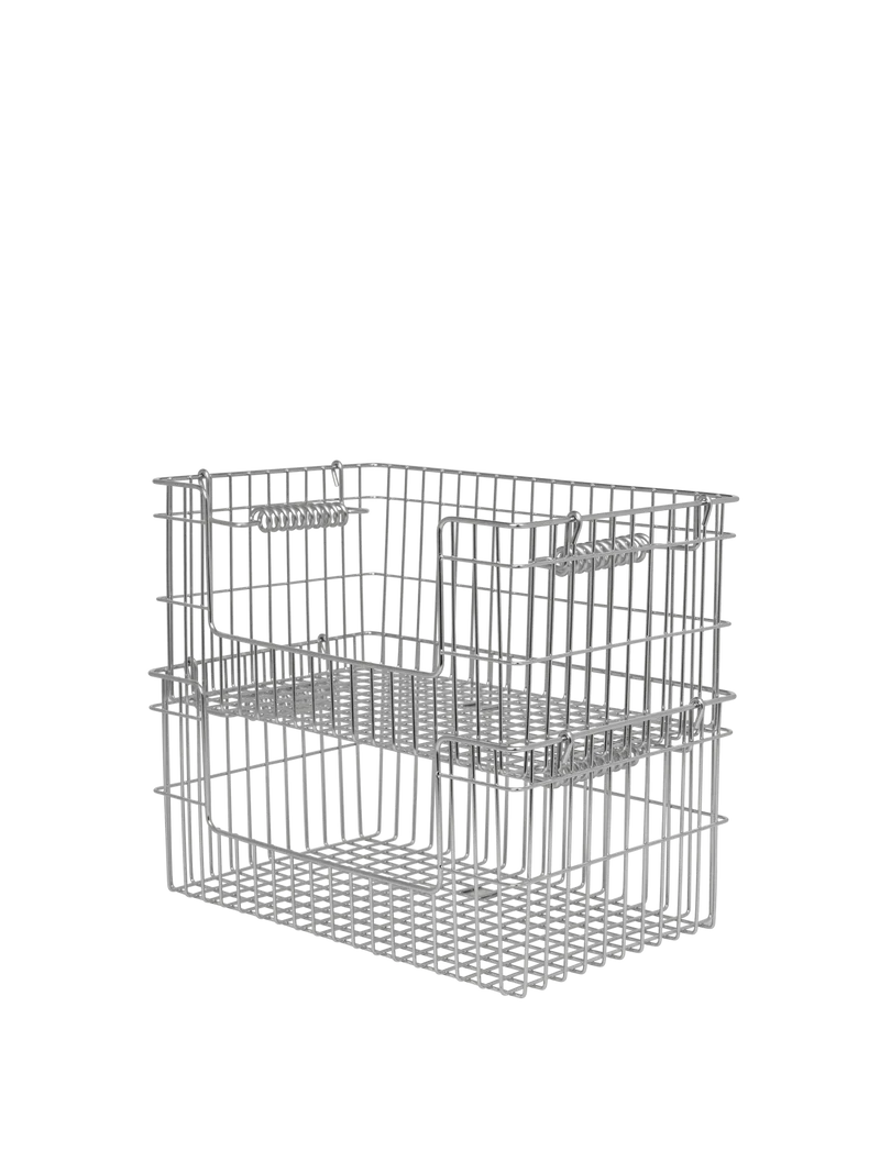 Cala Open Stackable Basket - Set of 2 - Stainless Steel