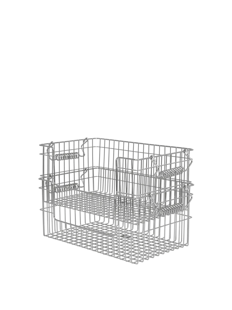 Cala Open Stackable Basket - Set of 2 - Stainless Steel