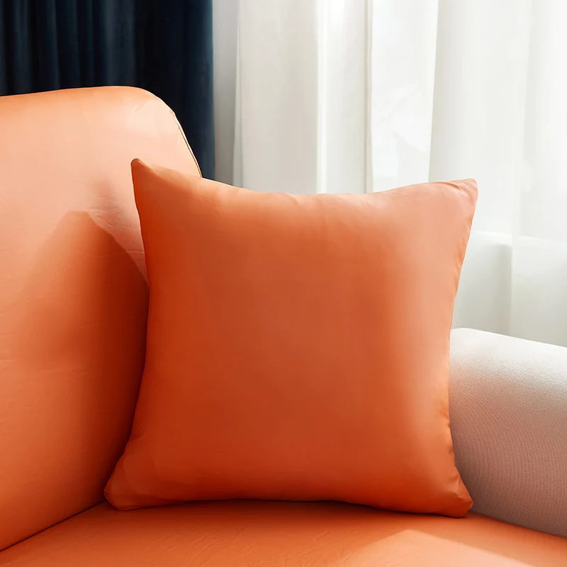Housse de coussin Simili Cuir Orange
