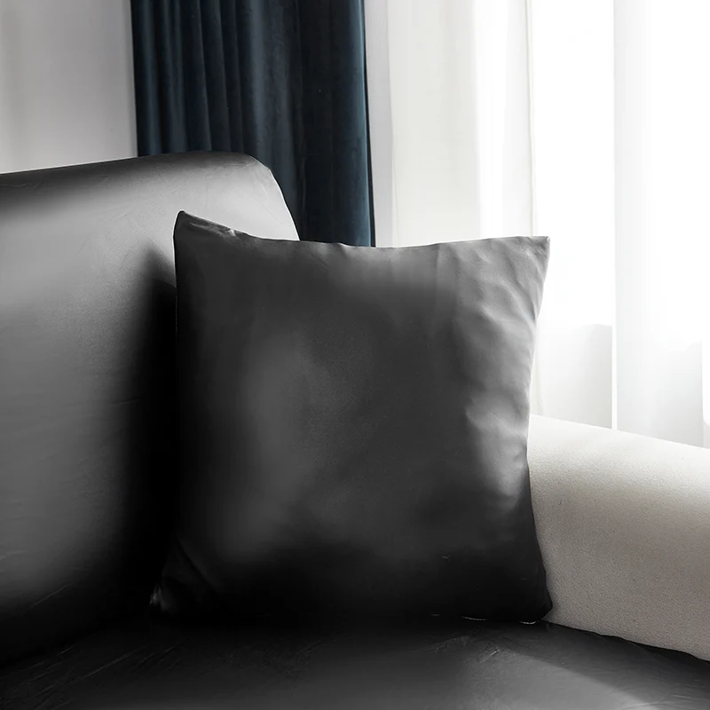 Housse de coussin Simili Cuir Noir