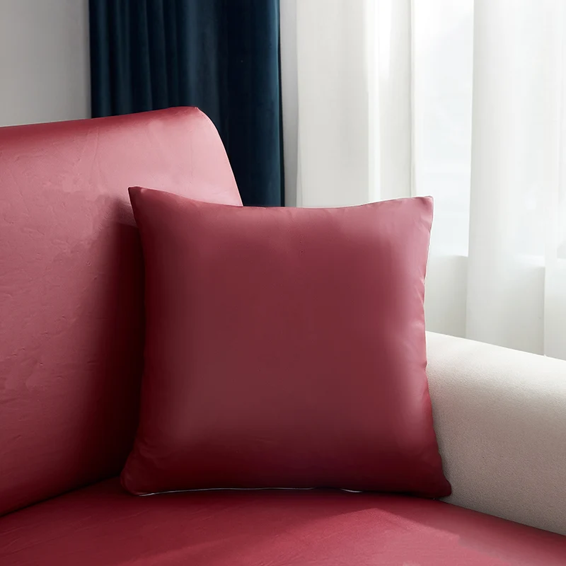 Housse de coussin Simili Cuir Rouge Carmin