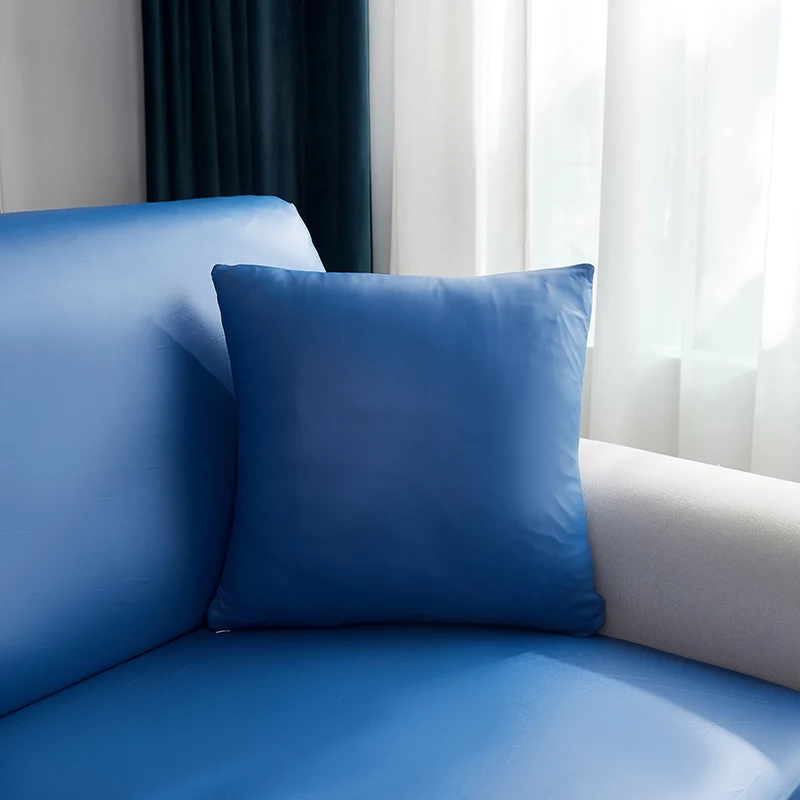 Housse de coussin Simili Cuir Bleu