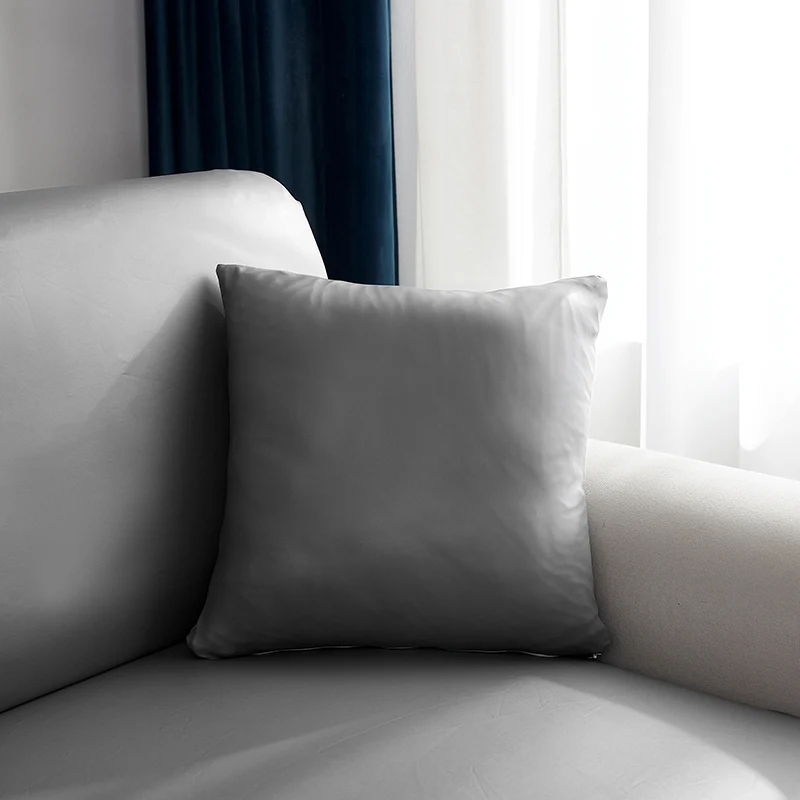 Housse de coussin Simili Cuir Gris
