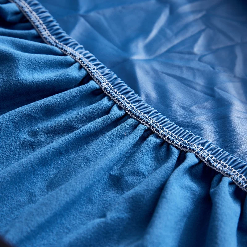 Housse Simili Cuir bleu pour Coussin d'Assise de Canapé