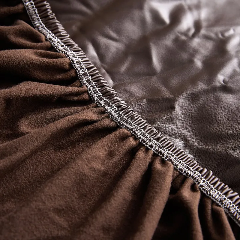 Housse Simili Cuir marron pour Coussin d'Assise de Canapé