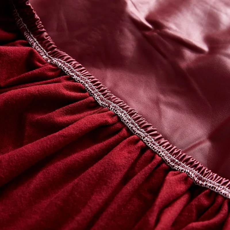 Housse Simili Cuir rouge carmin pour Coussin d'Assise de Canapé