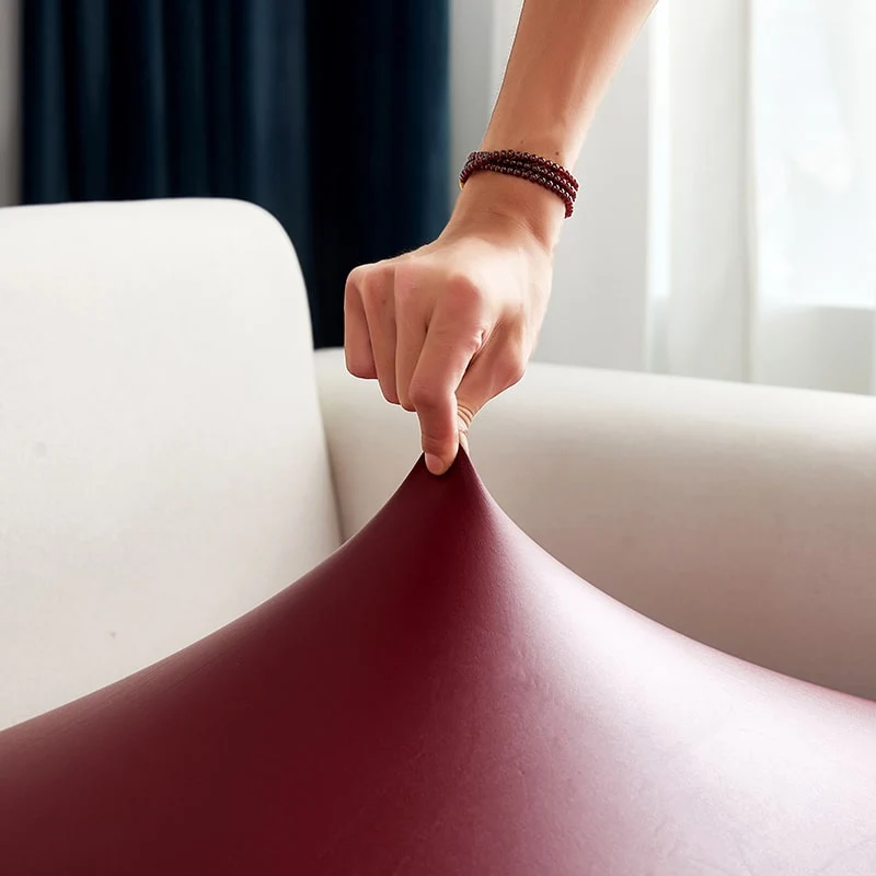 Housse Simili Cuir rouge carmin pour Coussin d'Assise de Canapé