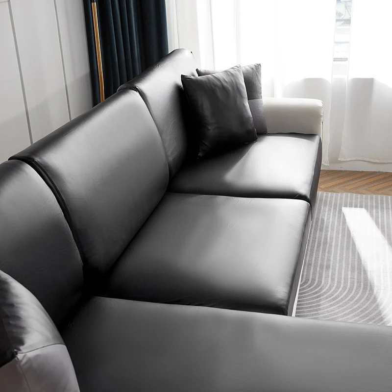 Housse Simili Cuir noir pour Coussin d'Assise de Canapé