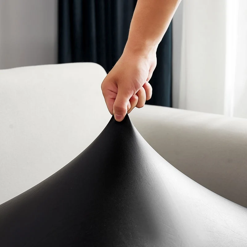 Housse Simili Cuir noir pour Coussin d'Assise de Canapé