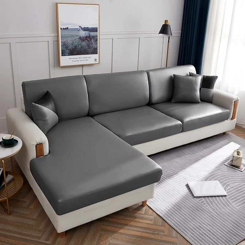 Housse Simili Cuir gris pour Coussin d'Assise de Canapé
