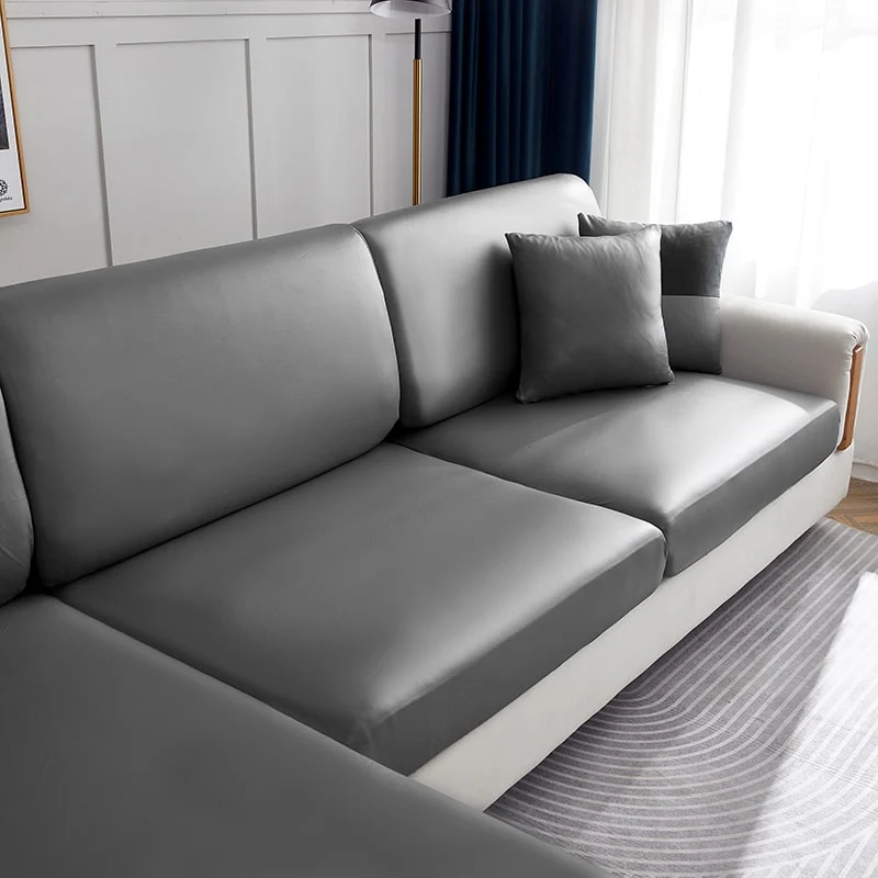 Housse Simili Cuir gris pour Coussin d'Assise de Canapé