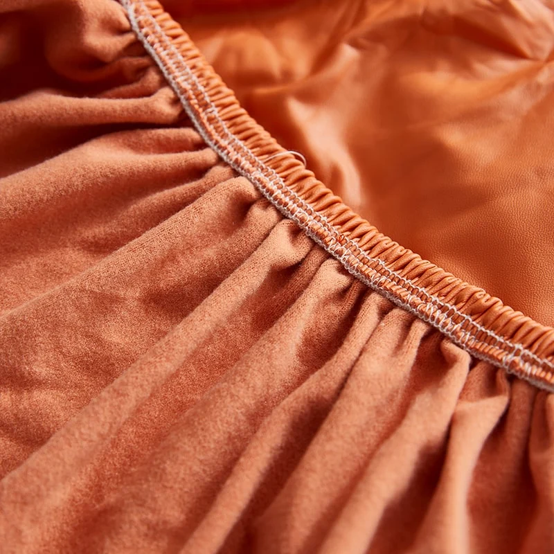 Housse Simili Cuir Orange pour Coussin d'Assise de Canapé
